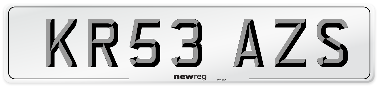 KR53 AZS Number Plate from New Reg